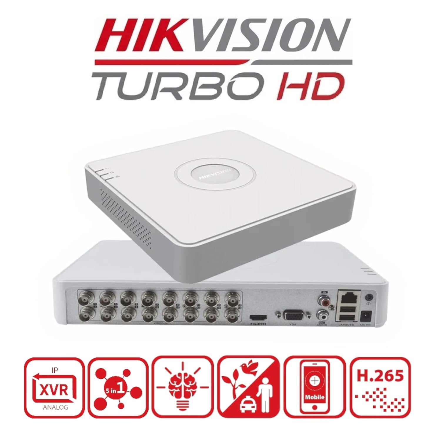 Hikvision 16-ch 1080p Mini 1U H.265 AcuSense DVR