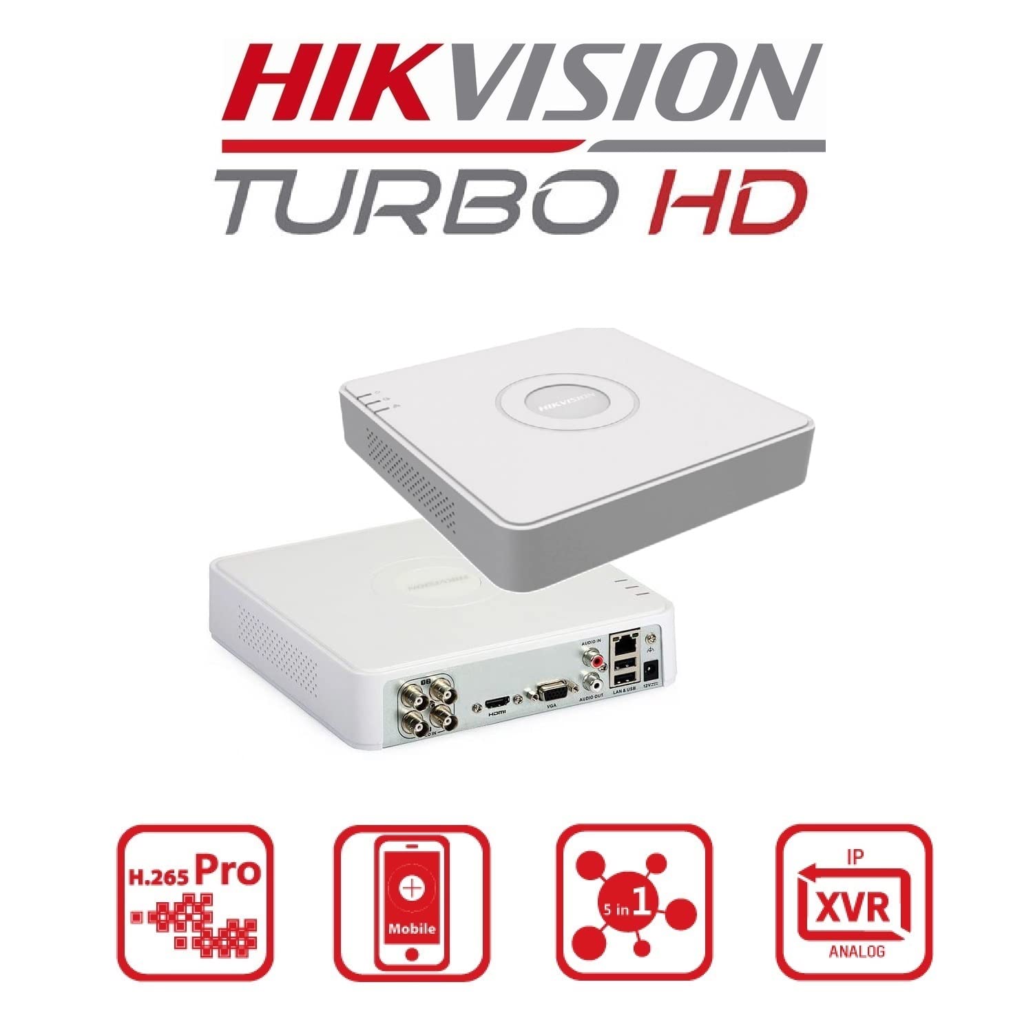 Hikvision 4 Channel 720p Mini 1U H.265 DVR (Without Hard Drive)