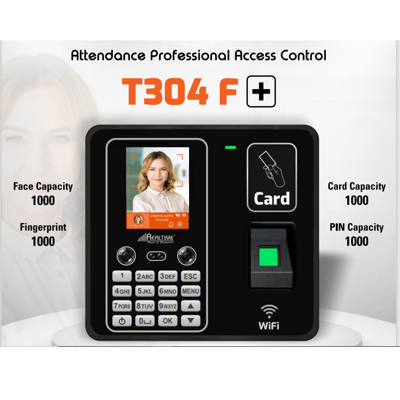 Realtime Face & Fingerprint Biometric Time & Attendance Machine, Wi-Fi Enabled with Battery Backup, Printer Connectivity