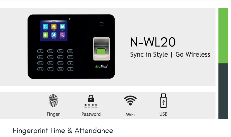 Biomax Fingerprint Time & Attendance N-WL20